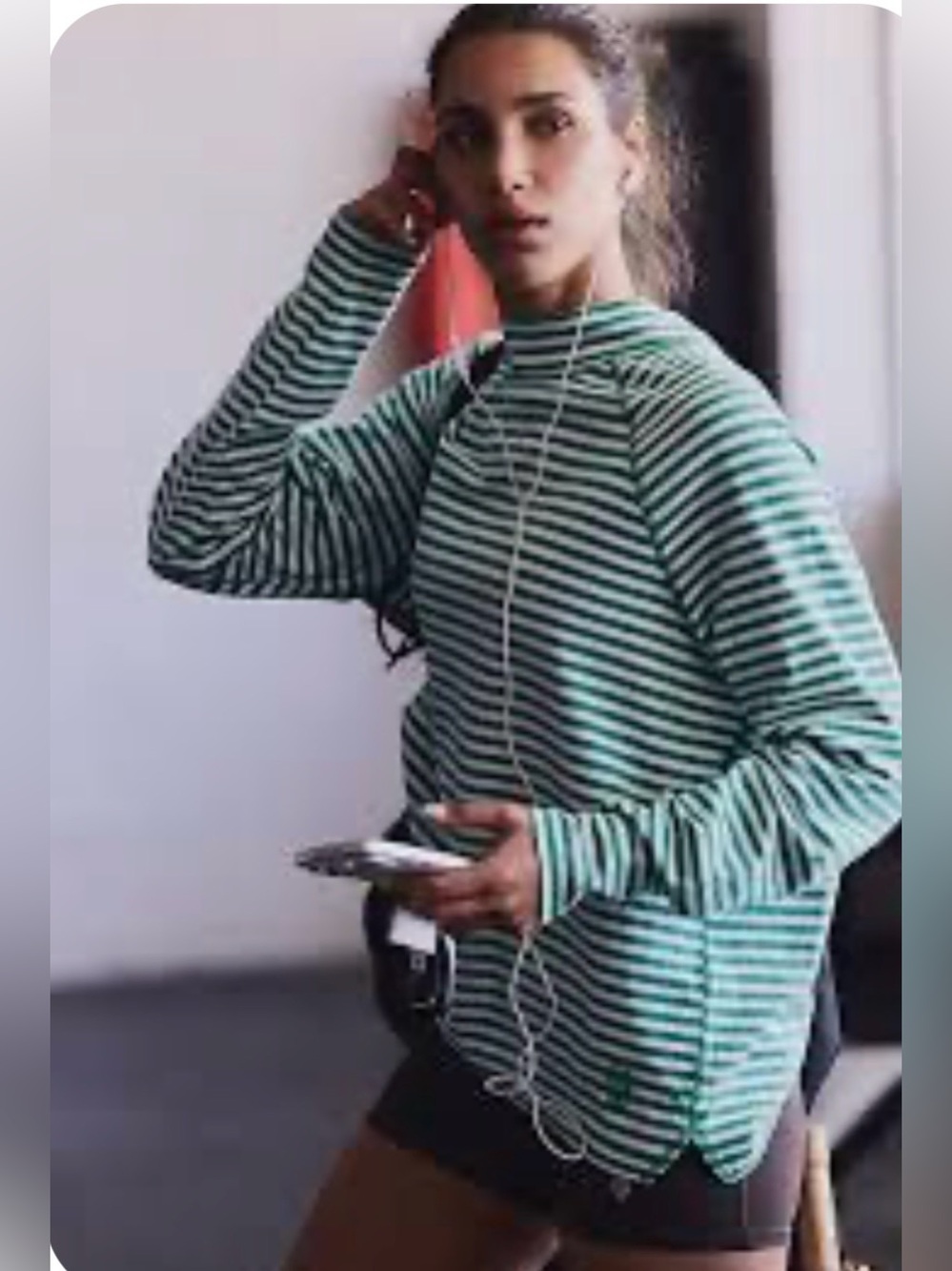Free People movement restoration yarn dye stripe layer top